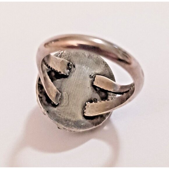 Vintage Navajo Native American Turquoise Sterling Ring sz 6.5 Signed "MP" (1444) - Picture 3 of 6